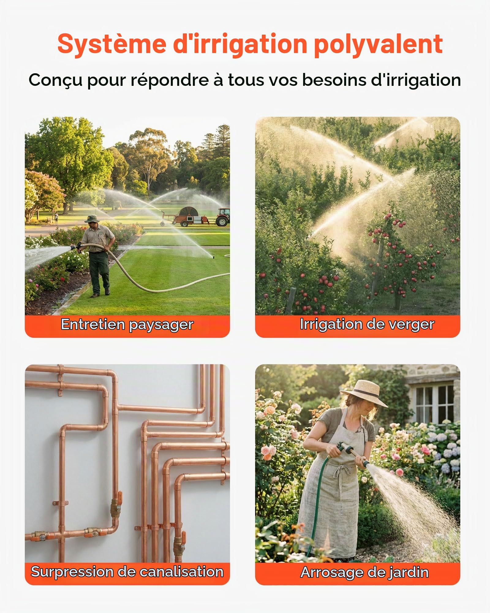 VEVOR Pompe à Jet pour Puits Peu Profond 800 W Pompe à Jet en PP Débit Max 3300 L/h pour Irrigation de Jardin et Arrosage de Pelouse, avec Hauteur d'Aspiration 8 m, Protection contre la Surchauffe