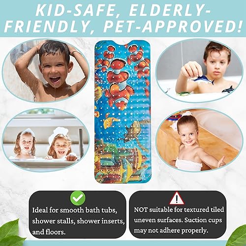 Miniatura 10 de Tapete de baño de goma para bebé, tapete antideslizante para bañera para bebé, tapete de baño antideslizante para niños y niñas, tapete de baño