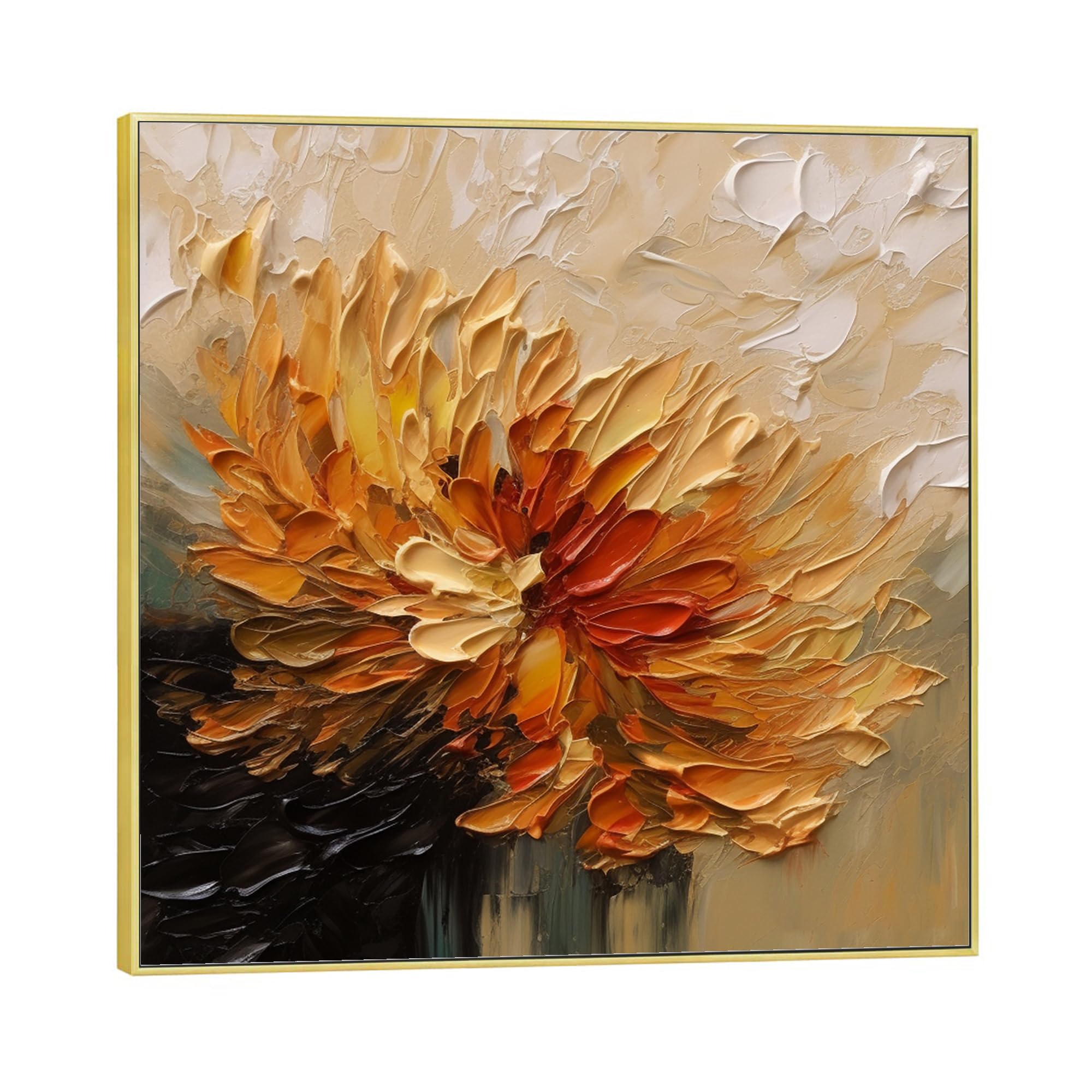 Amazon.com: ‎UYLHJKLZ Large Orange Abstract Flower Oil Painting on