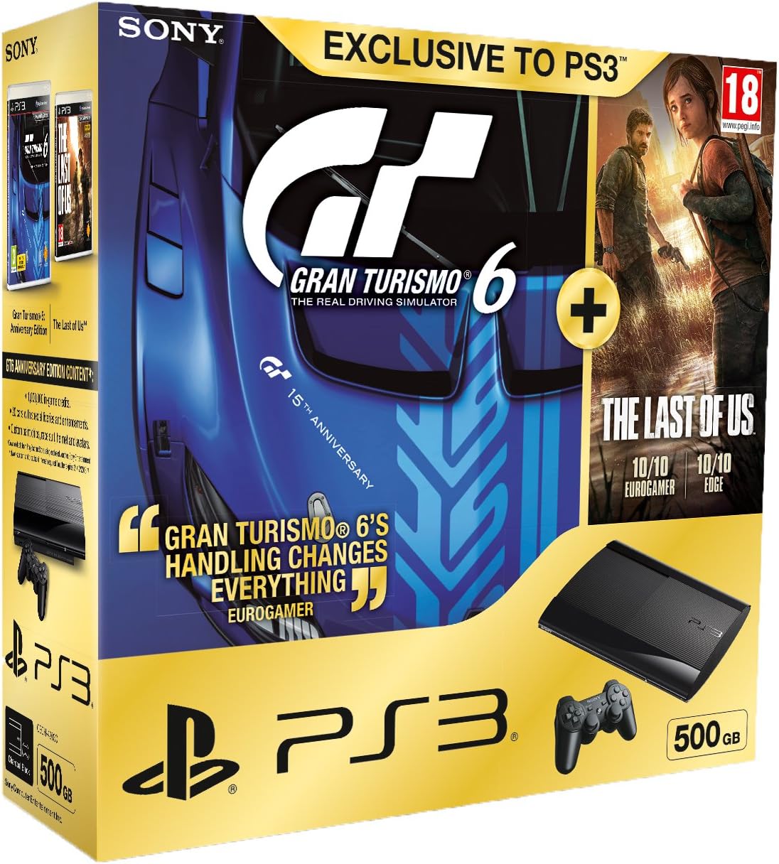 Sony PS3 500GB Super Slim Console with Gran Turismo 6 Plus The Last of Us (PS3)