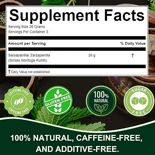Miniatura 2 de Hanan Zarzaparrilla Té de hojas sueltas (Sarsaparrilla) (2.82 oz) – Hojas secas de planta Smilax Ornata de Perú, 2.8 onzas (paquete de 1)