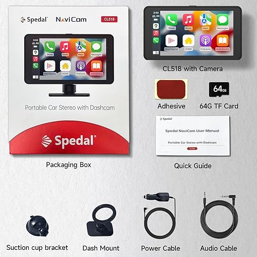 Miniatura 8 de Spedal Receptor inalámbrico CarPlay y Android Auto CL518, cámara de tablero Ultra HD de 2.5K, audio Bluetooth, comando de voz, carga rápida