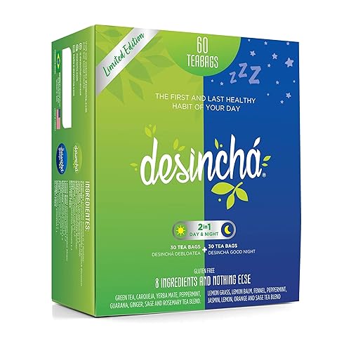 Desincha Tea Mix - Té desintoxicante para el día y la noche I Teatox para aumentar la energía desintoxicación corporal limpieza de colon apoya el