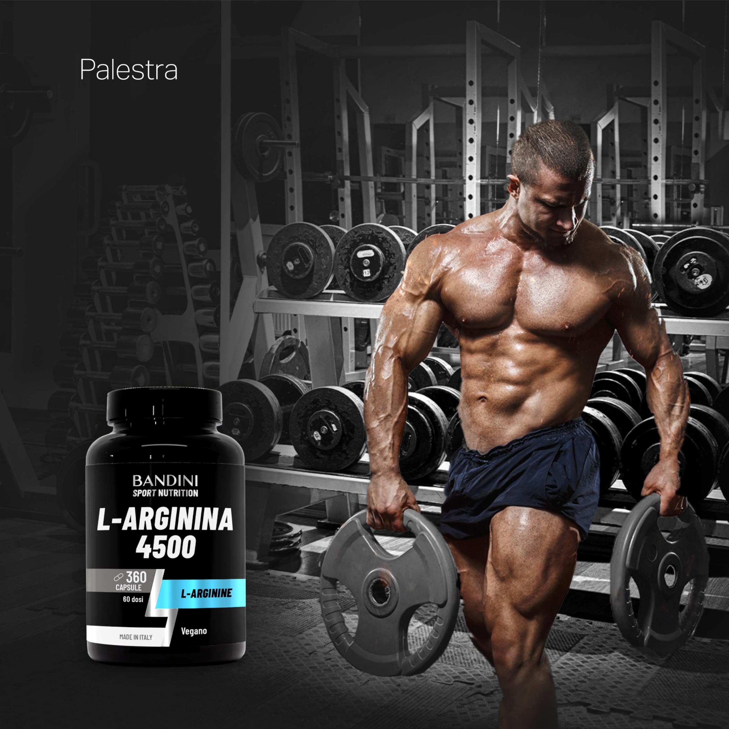 Bandini® L-Arginina 4.500 mg 360 Capsule Alto Dosaggio - Pura L-arginine HCL - Integratore Alimentare Sportivo senza Additivi non Necessari - Qualità Italiana - Alternativa a polvere o compresse