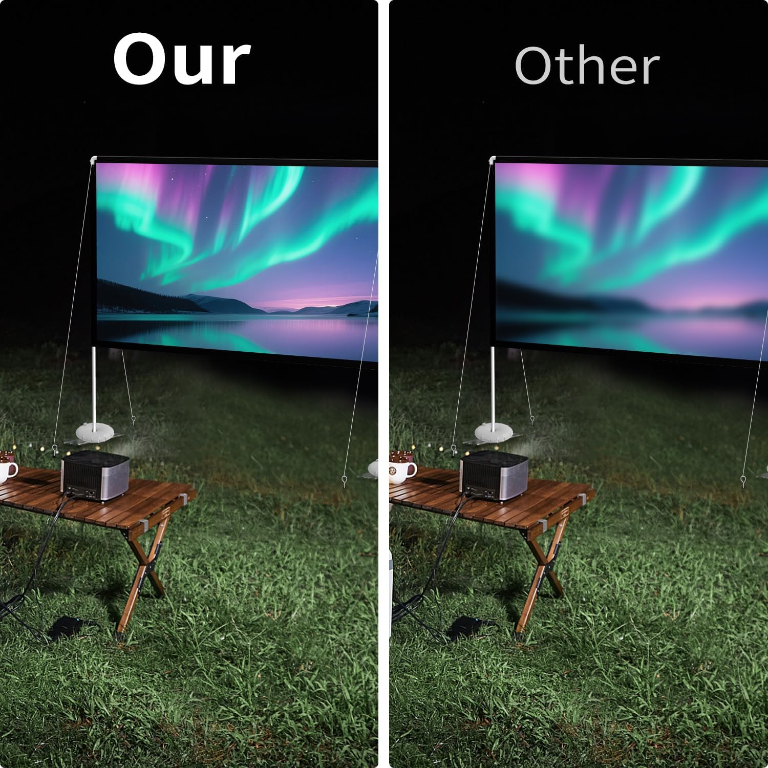 100 Inch Projector Screen and Stand: Portable Projector Screen 4K HD with Carry Bag for Outdoor Indoor Home Theater Backyard Cinema Travel - Image 3