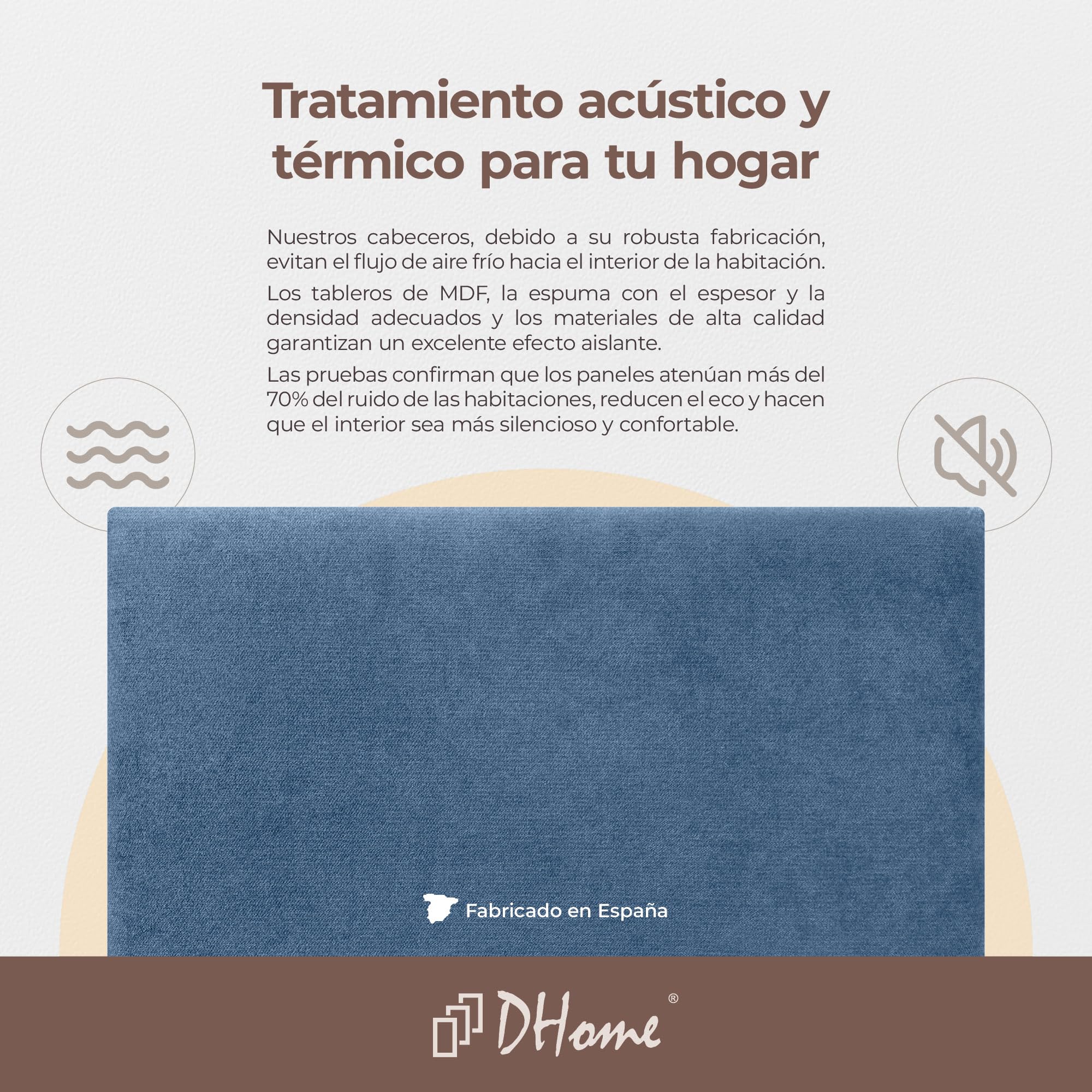 DHOME Testiera Imbottita Liscia in Tessuto Aqualine con Gambe Altezza 70 CM Spessore 4 cm e 8 cm per Parete Acustica Fonoassorbenti Testata Letto Camera (Azul, 160cm, Spessore 8cm)