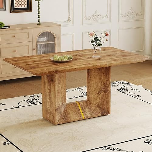 Mesa de comedor rectangular de 63 pulgadas para 4-6 personas, mesa de cocina de color madera, mesas de comedor rectangulares de estilo moderno y