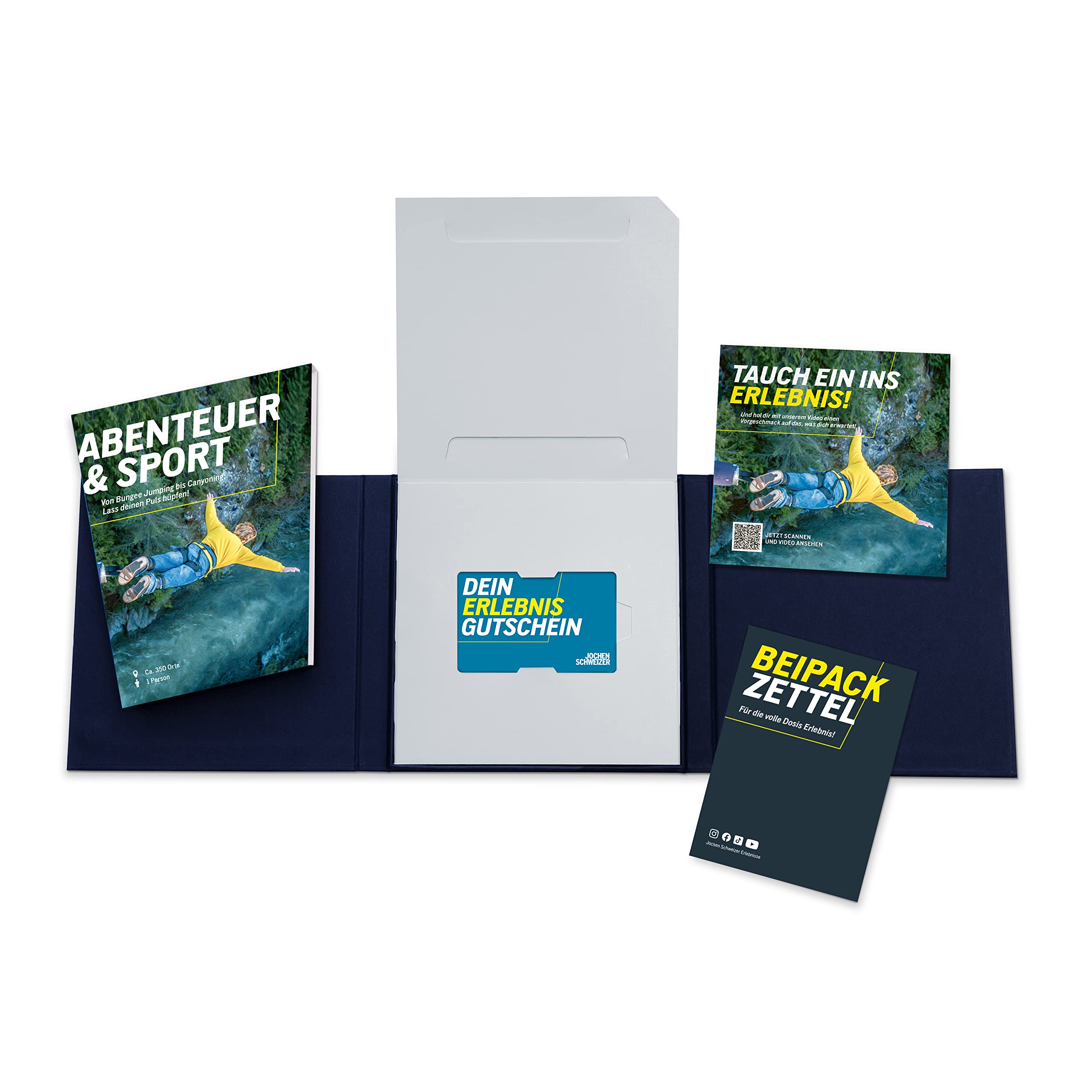 JOCHEN SCHWEIZER Geschenkbox Abenteuer & Sport, Erlebnisgeschenk für 1 Person, freie Erlebnis-Auswahl an ca. 298 Orten