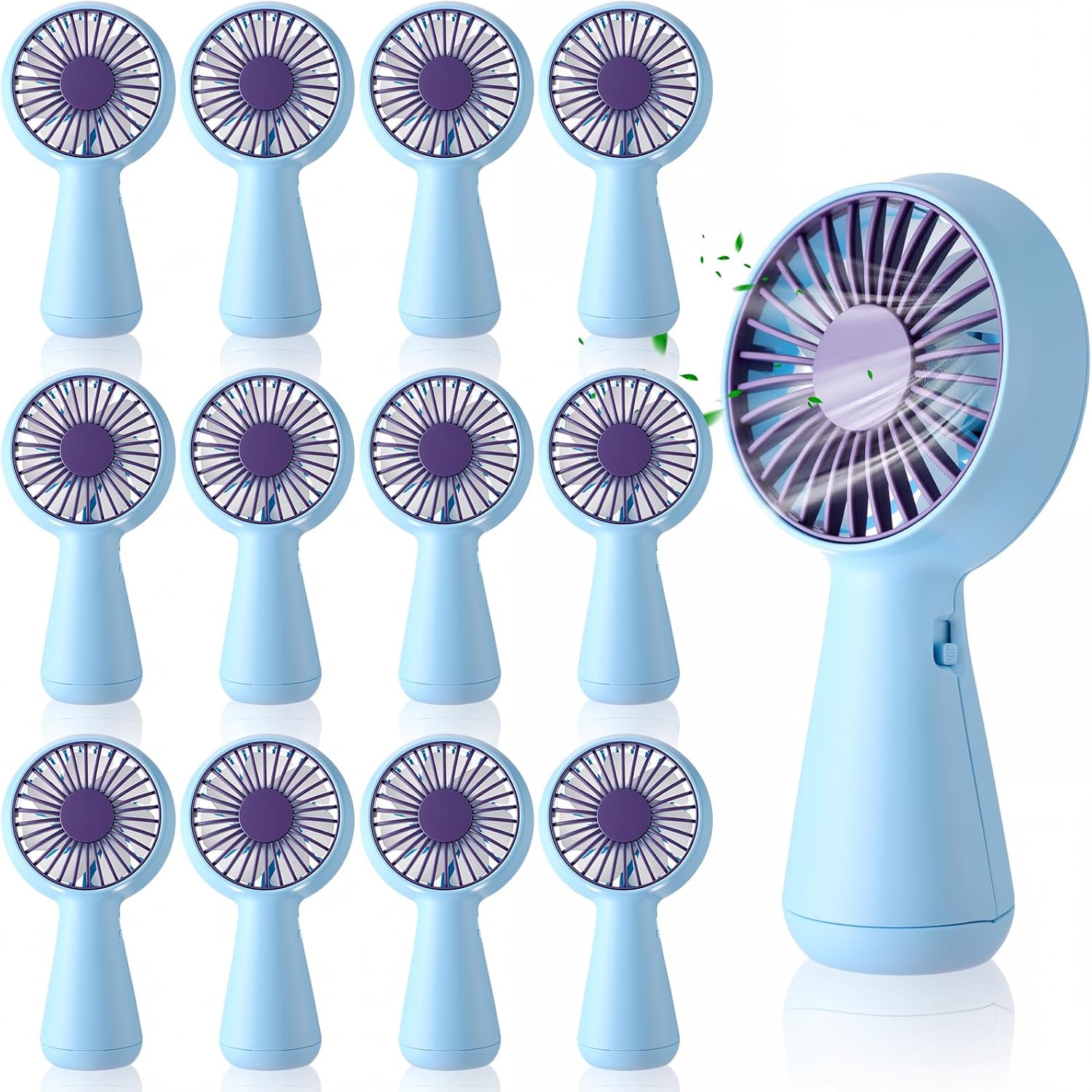 ZeahVeyora 12 Pcs Mini Portable Fan Bulk Handheld Small Personal Fan Lightweight USB Rechargeable Eyelash Fans for Women Bridesmaid Gifts Makeup Travel Summer Beach Outdoor (Blue)