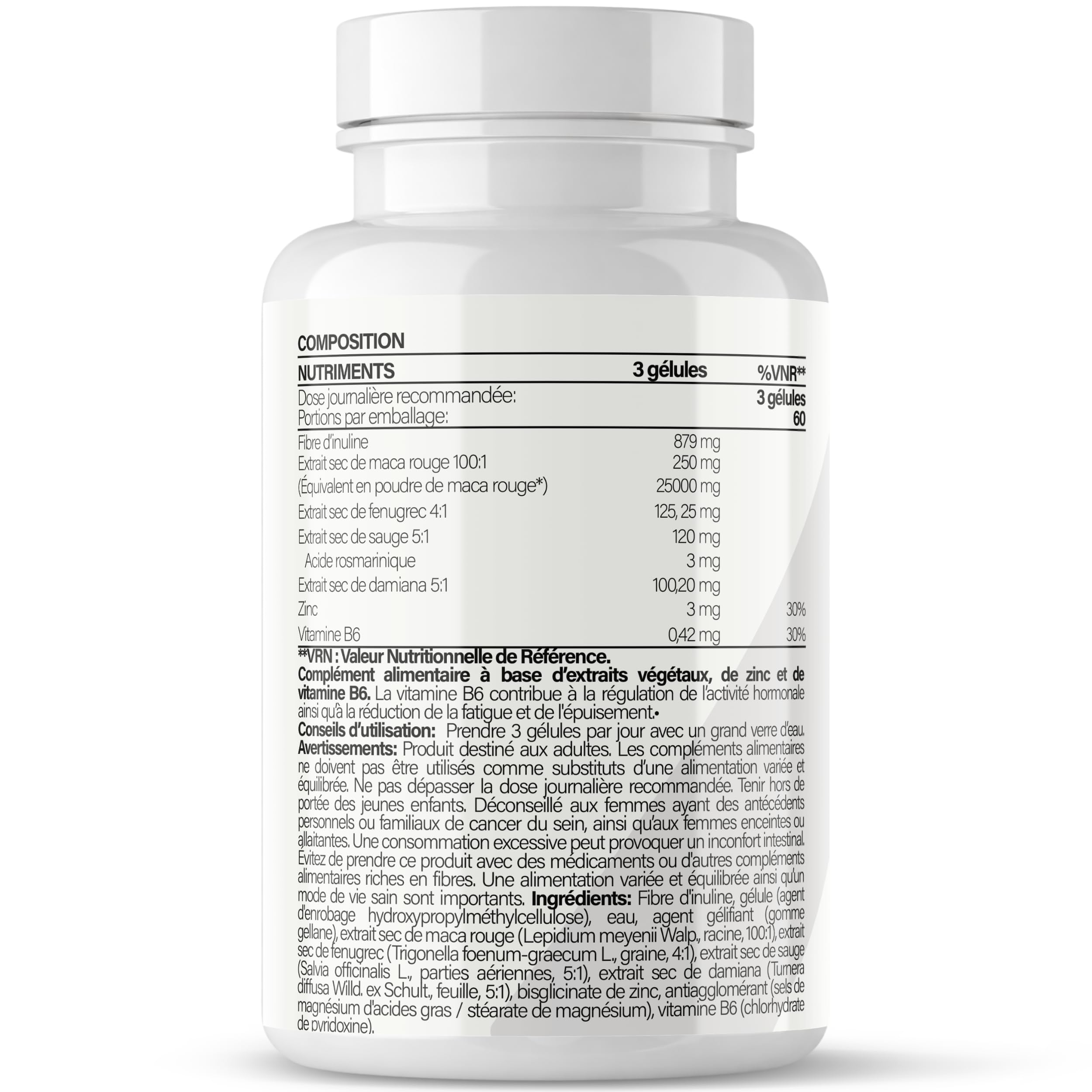 Maca Rouge Femme avec Sauge, Fenugrec et Damiana – Équilibre Hormonal Féminin, Énergie et Bien-être – 25.000 mg Équivalents de Maca Rouge en Poudre – 180 Gélules, 60 Doses – Nyvos