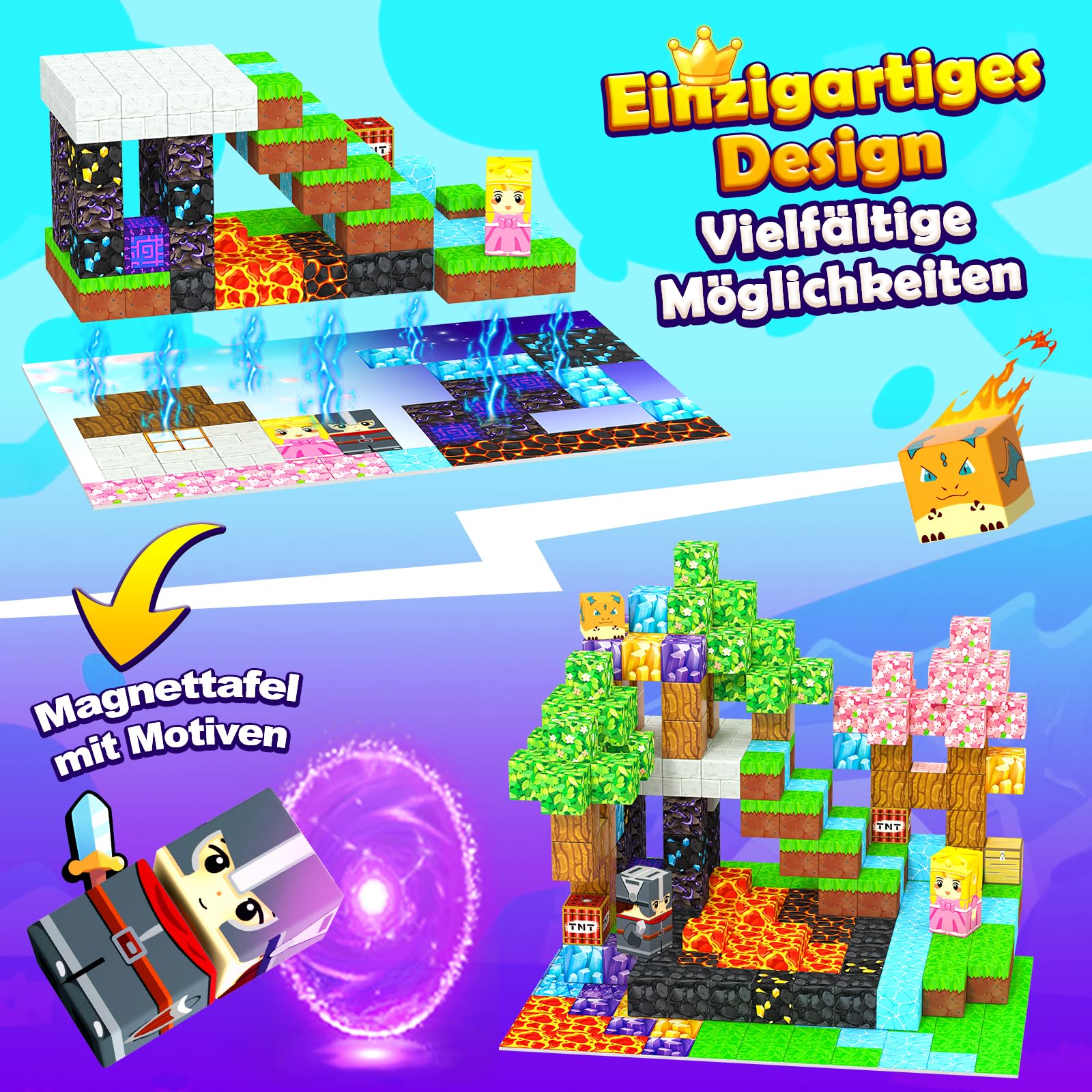 Magnetische Bausteine, 154 Teile STEM Magnet Spielzeug Magnetbausteine für Kleinkind, Magnetische Bauwelt mit Magnettafel, Montessori Spielzeug für Kinder ab 3 4 5 6 7 8 Jahren Jungen Mädchen