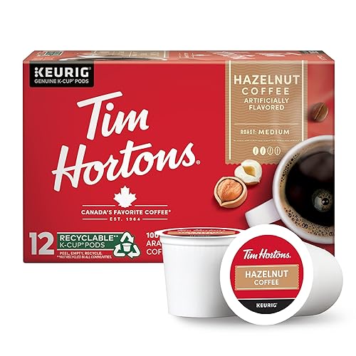 Tim Hortons Café de tostado medio, cápsulas K-Cup de una sola porción compatibles con cafeteras Keurig, tazas K-Cups de 12 unidades, color rojo