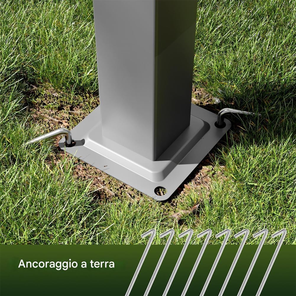 BAKAJI Gazebo Pergola Beige con Telo Retrattile in Poliestere Impermeabile e Anti UV, Struttura Resistente alle Intemperie, Ideale per Esterno, Giardino, Terrazzo, Patio, Ristorante, Bar (3 x 4 Metri)
