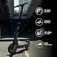 Vista 5 de Scooter eléctrico Segway Ninebot Serie MAX para adultos, 22-28 MPH, hasta 50 millas de alcance, suspensión doble, certificado UL-2272 2271 (G2G3)
