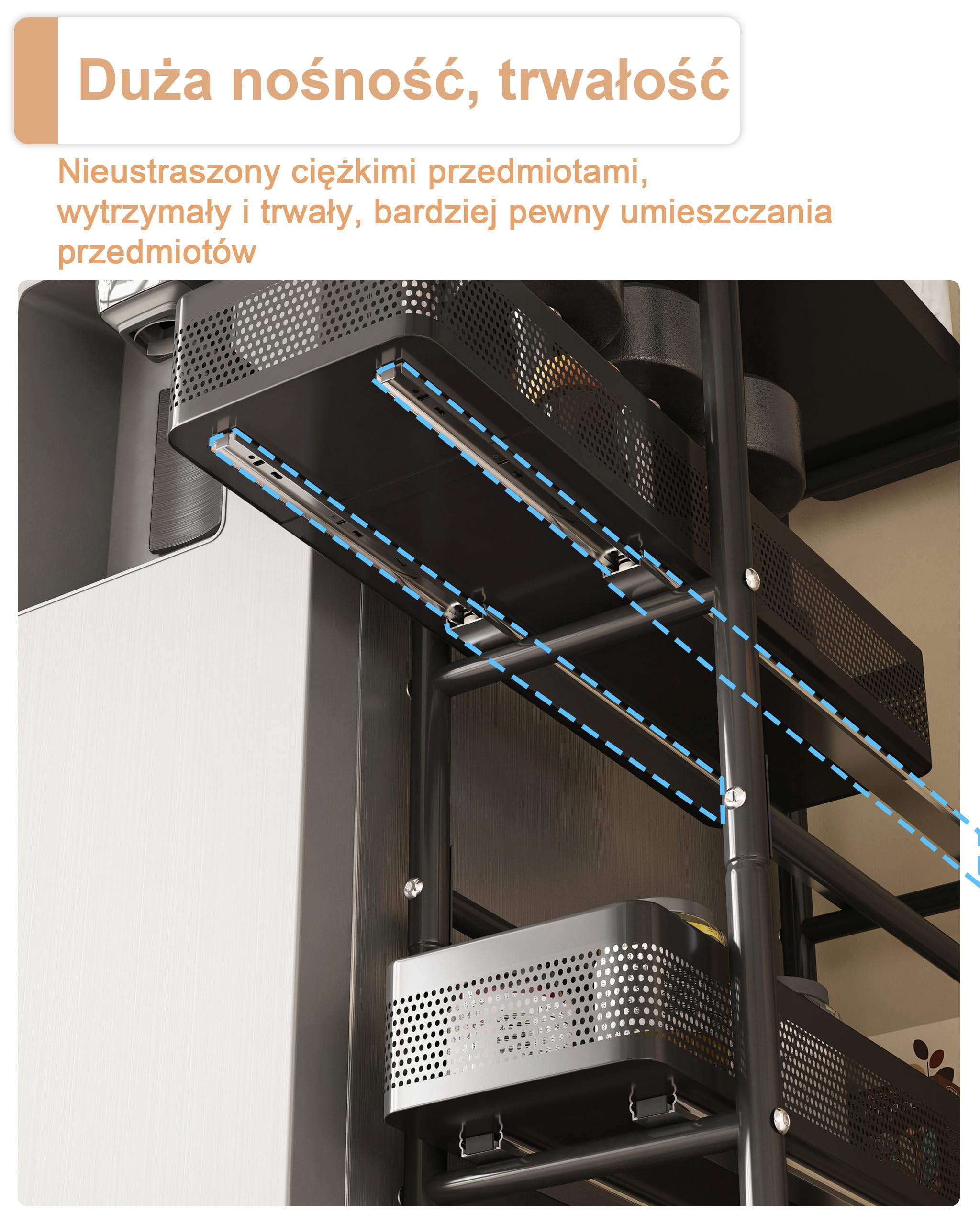 UMDONX Wózki Kuchenne Wąski z Wysuwanymi Szufladami