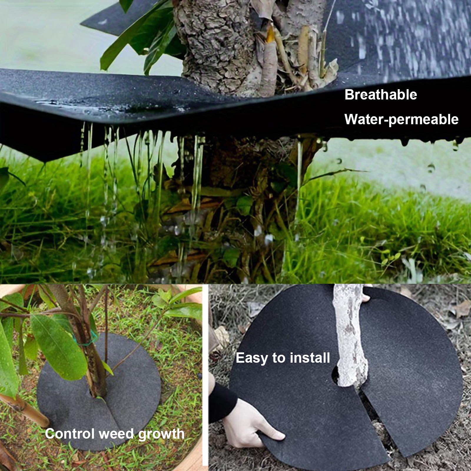Genérico Discos Anillos de Mantillo para árboles, 10 Piezas Nillos protección contra Malas Hierbas, Tejido no Tejido, Discos de Antillo Biodegradables, Jardinería, Protección de Raíces (52 cm)