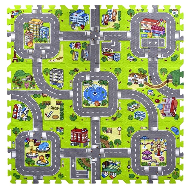 Foto 2 de 7 de Alfombra puzzle de goma EVA para niños. Diseño de circuito de tráfico. 1 cm. de espesor. 9 piezas…
