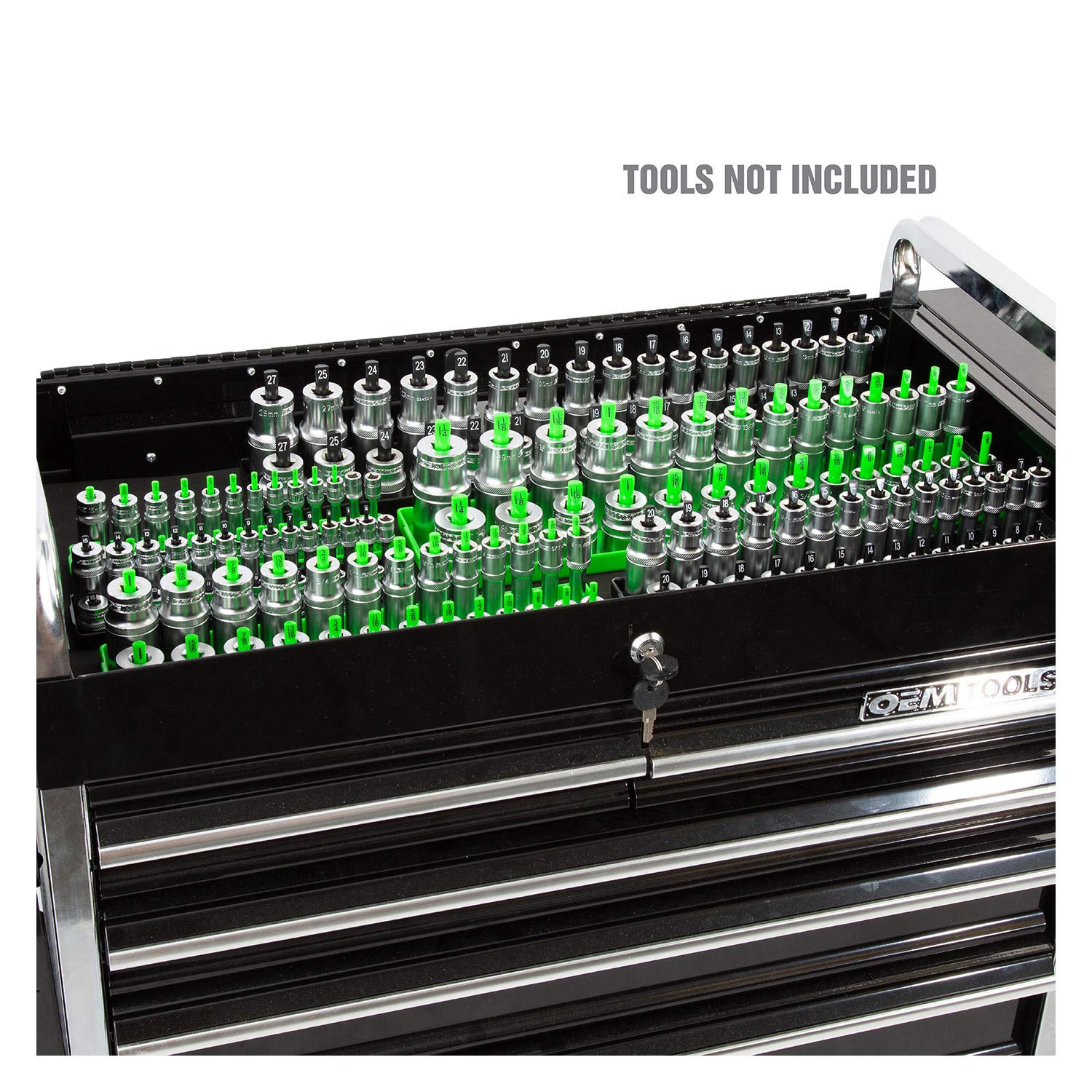 OEMTOOLS 22233 6 Piece SAE and Metric Socket Tray Set (Black and Green