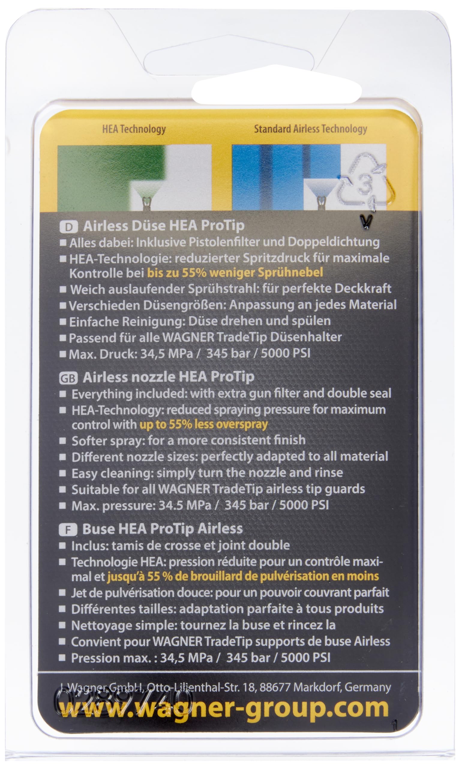 WAGNER HEA ProTip Buse 519, Buse airless pour peintures murales, sous couches, vernis & lasures, protection du bois et anti-corrosion/Jusqu’à 55% de brouillard de pulvérisation en moins, vert