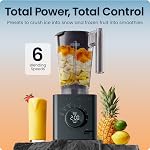 Chefman Obliterator Mixeur de Comptoir de 48 oz pour Smoothies, Moteur de 1380W pour Écraser Glace, Noix & Fruits Gelés avec Lame en Acier Inoxydable, Fonction Auto Blend, Comprend un Pousseur & Grattoir - MINUIT