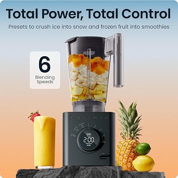 Chefman Obliterator 48 oz Countertop Blender for Smoothies, 1380W Motor to Crush Ice,Nuts & Frozen Fruit with Stainless Steel Blade Auto Blend Function, Includes Tamper & Scraper-MIDNIGHT(Pack of 1)