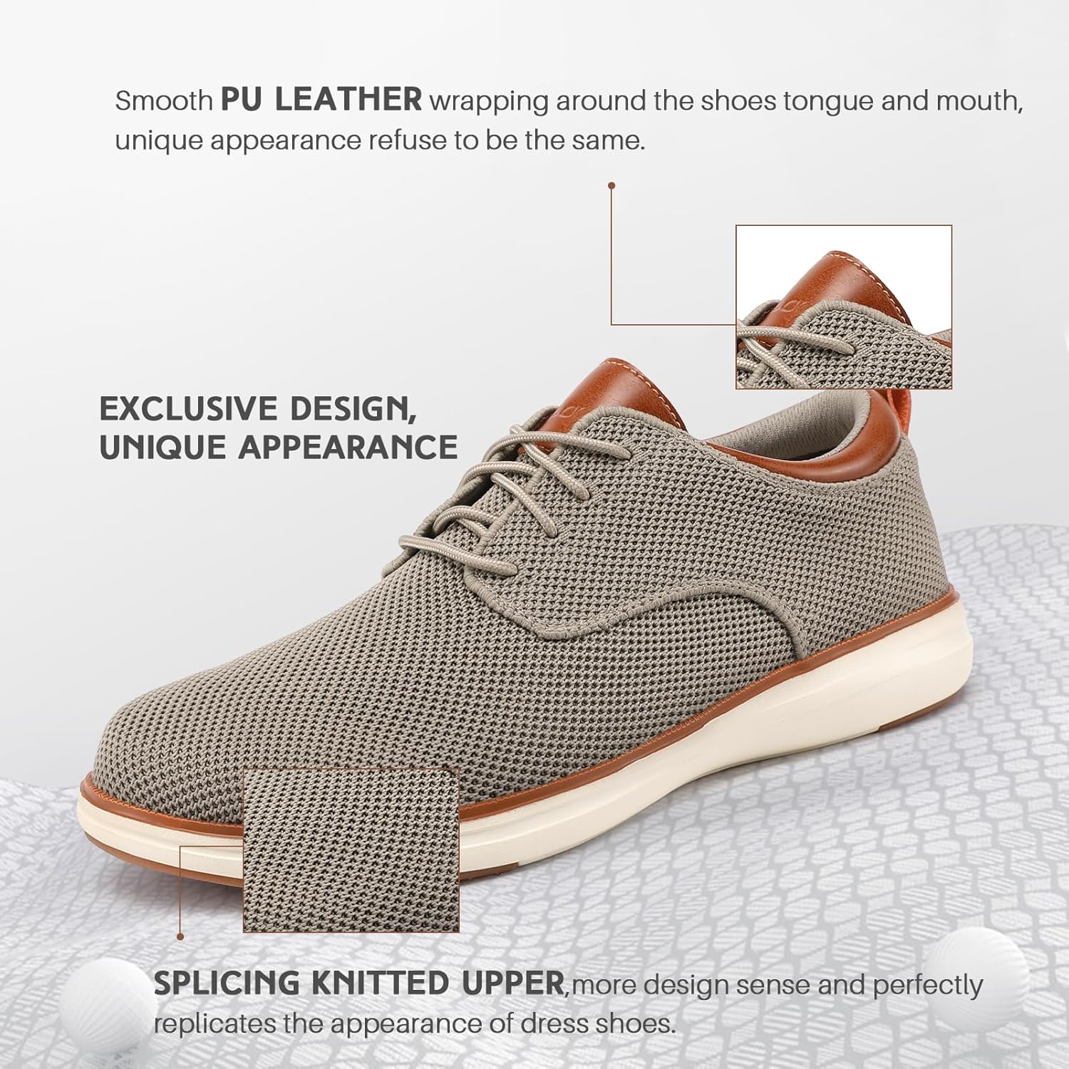VILOCY Men's Wide Casual Dress Oxfords Business Shoes Fashion Sneakers Mesh Breathable Comfortable Walking Shoes - Image 2