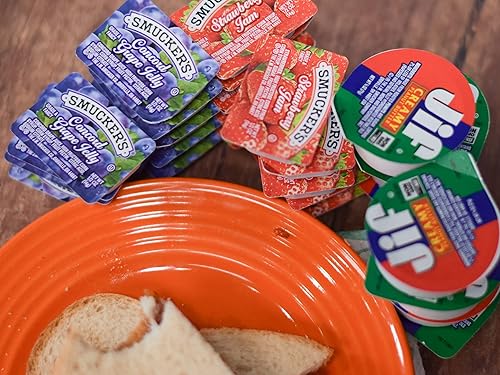 Miniatura 6 de JA Kitchens 100 unidades -50 paquetes de mantequilla de maní con 25 porciones individuales de fresa y uva y mini raspador