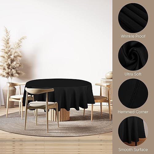 Miniatura 3 de Utopia Kitchen Mantel redondo de 90 pulgadas, color negro, paquete de 2 unidades, tela decorativa de poliéster lavable a máquina, para fiestas,