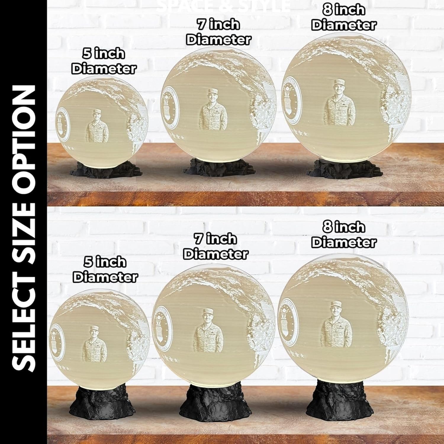Personalized Air Force Custom Moon Lamp – Custom Military Moon Light with Photo & Text | USAF Veteran Gift for Airmen & Military Families | 3D Printed Night Light with U S Air Force Logo