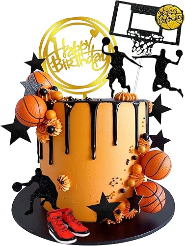 Miniatura 1 de 17 decoraciones de baloncesto para tartas de baloncesto con temática de estrellas para tartas de niños, decoraciones de fiesta deportiva (1)