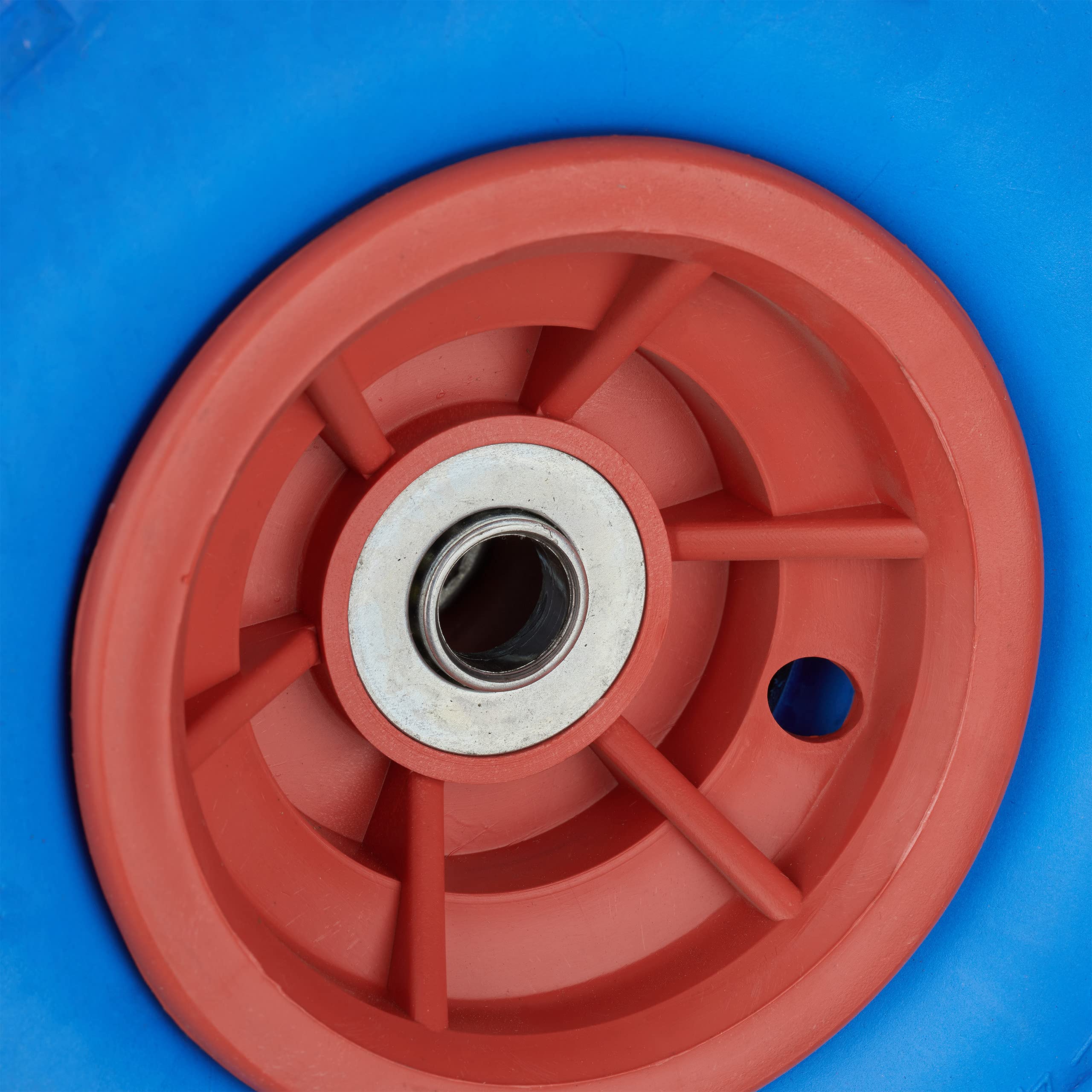 8x Ruote per Carrello, Pneumatici in Gomma Antipanne, 4.1/3.5-4", Asse 16mm, fino a 150 kg, 260x85mm, Blu Rosso