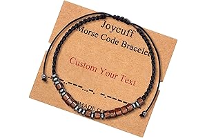 Morse Code Bracelet Inspirational Jewelry Personalized Custom Message Wooden Beads with Cord Secret Wooden Jewelry