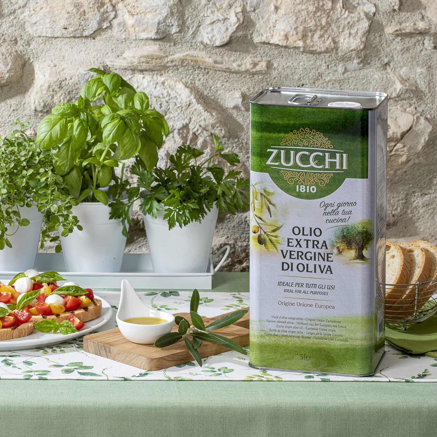 Zucchi 1810 - Olio Extravergine di Oliva - Confezione In Latta da 5 Litri – Olio Estratto A Freddo – Olio Extra Vergine di Oliva Ideale per la Cucina di Tutti I Giorni
