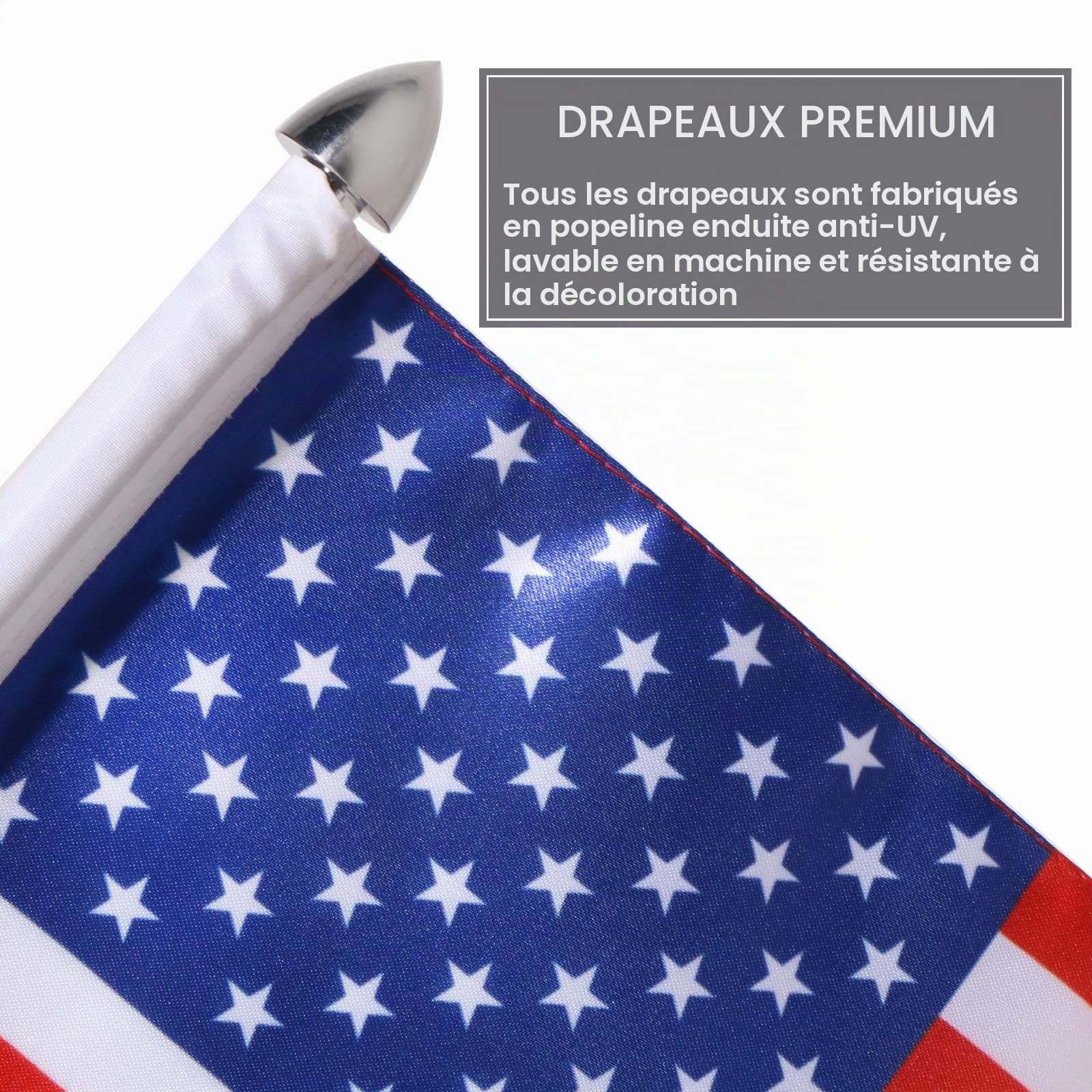 Lot de 2 mâts de Drapeau de Moto Pliables à 90 ° et Drapeaux américains, Supports de Drapeau pour Porte-Bagages de 1,3 cm