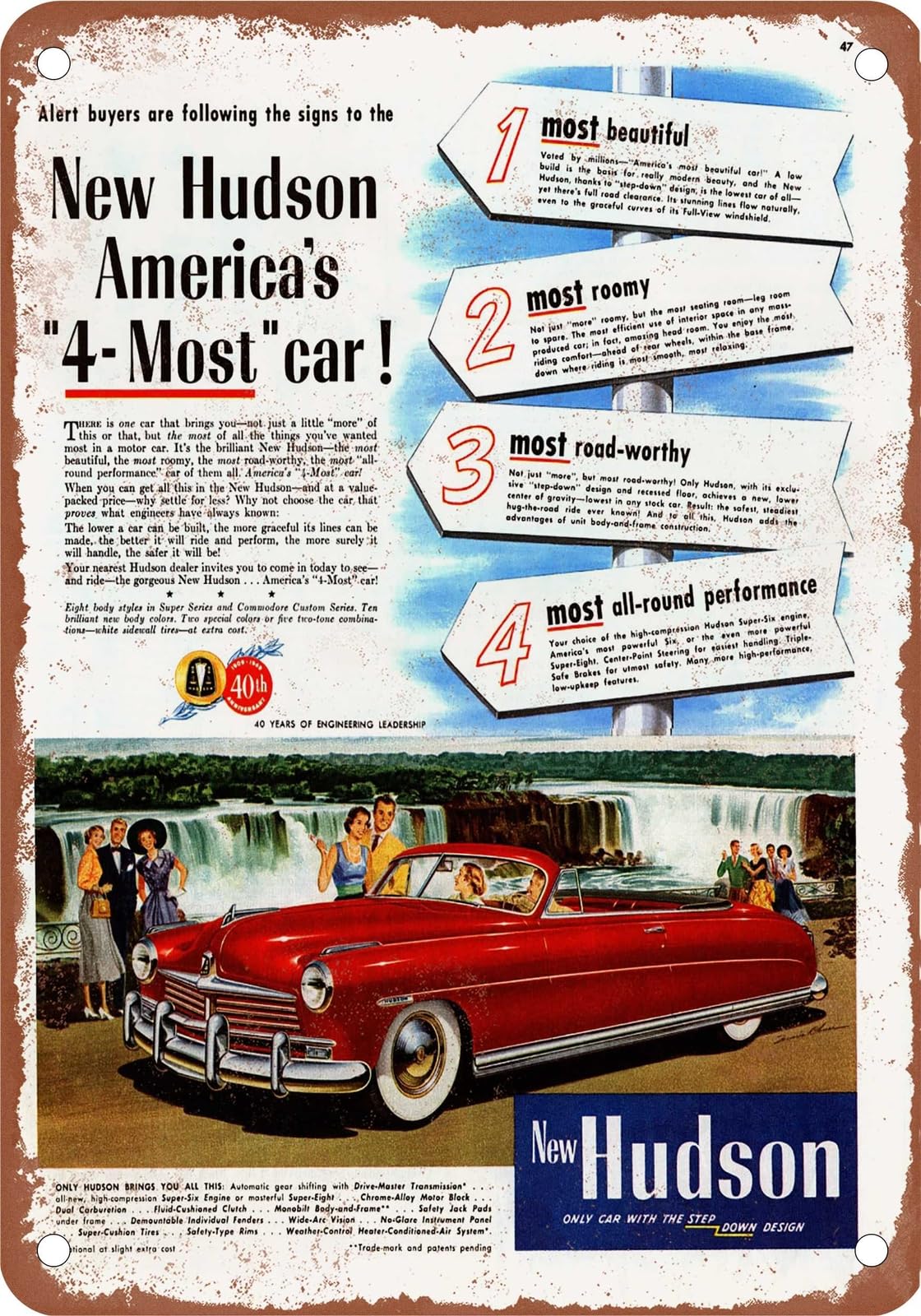 Miaomansenstore Metal Sign - 1949 Hudson Vintage Ad 04 - Old Retro Rusty Look Home Decor