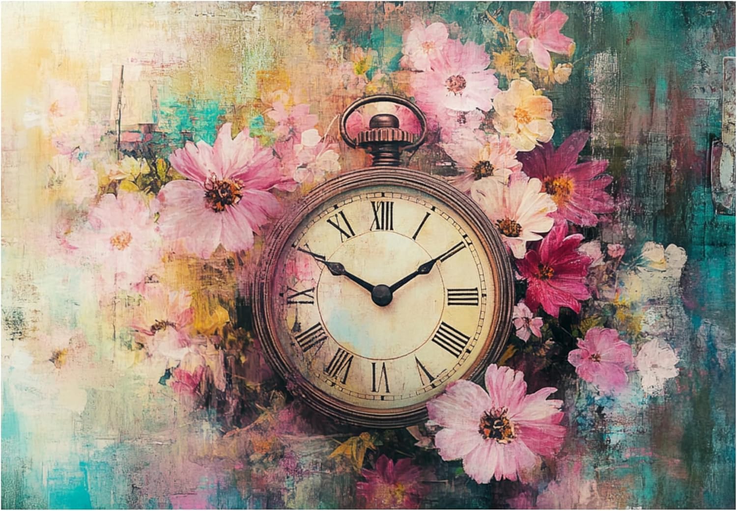 The Shabby Hummingbird Time Stands Still Extra Large Decoupage Paper, 21"x29" (For Furniture, large projects)