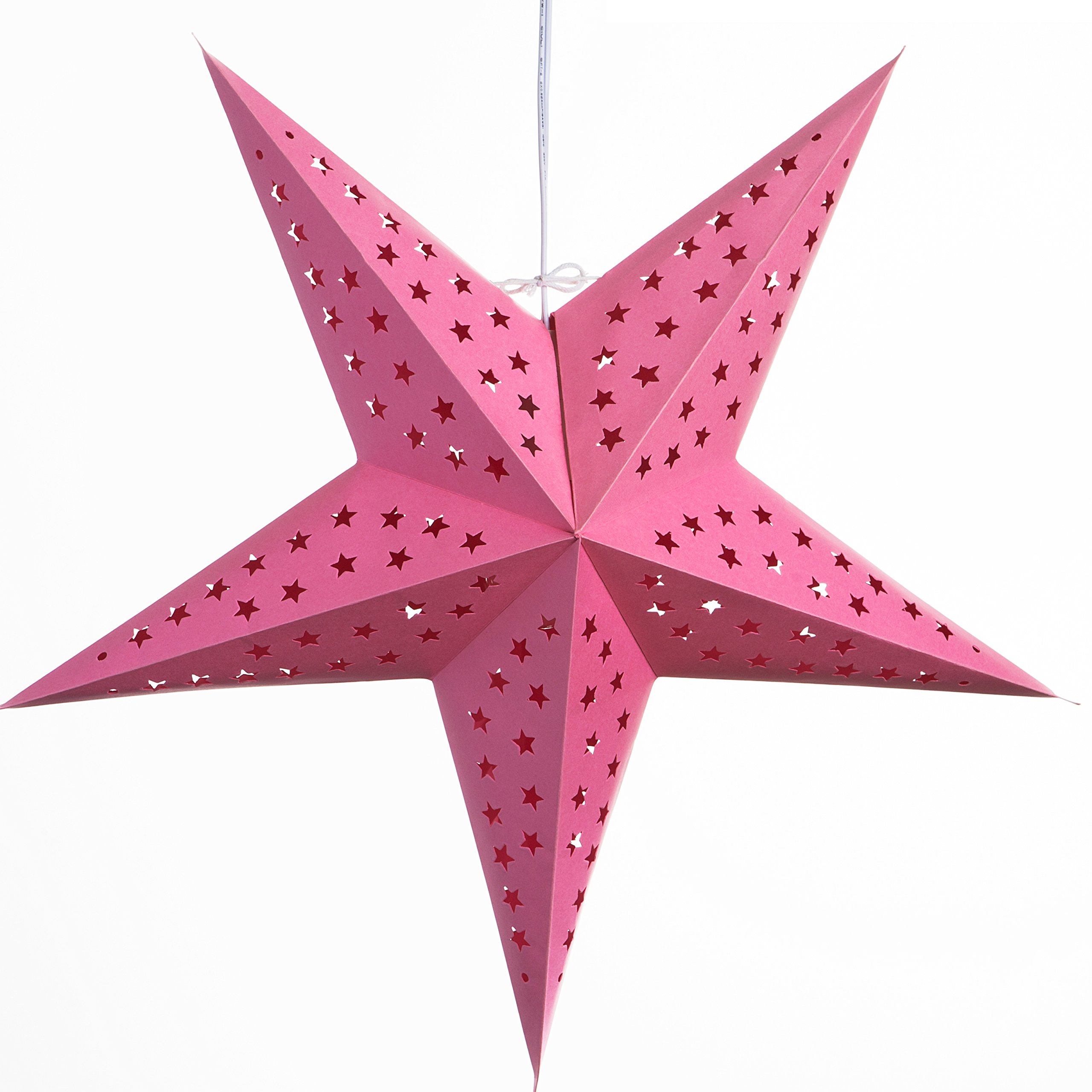 Solid Pink Paper Star Lantern with 12 Foot Power Cord Included