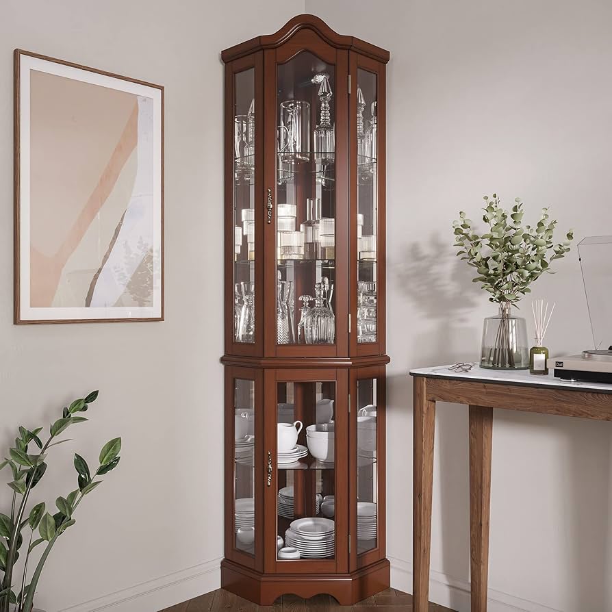 bright merci キャンパスパネル 大 Amazon.com - BELLEZE Lighted Corner Display Curved Top Curio