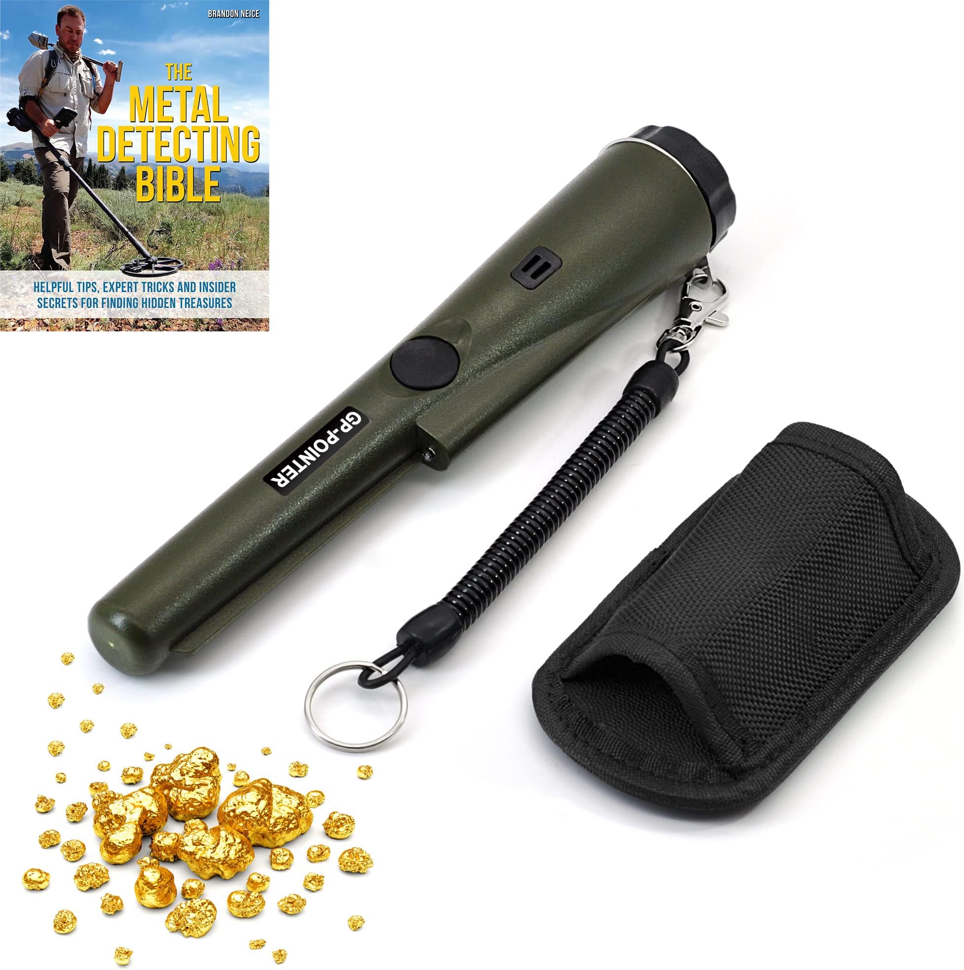 Dinfu Metal Detector Pinpointer,Professional Waterproof Handheld Pin Pointer Wand Waterproof Probe Treasure Detectors for Locating Gold, Coin,Silver,Jewelry