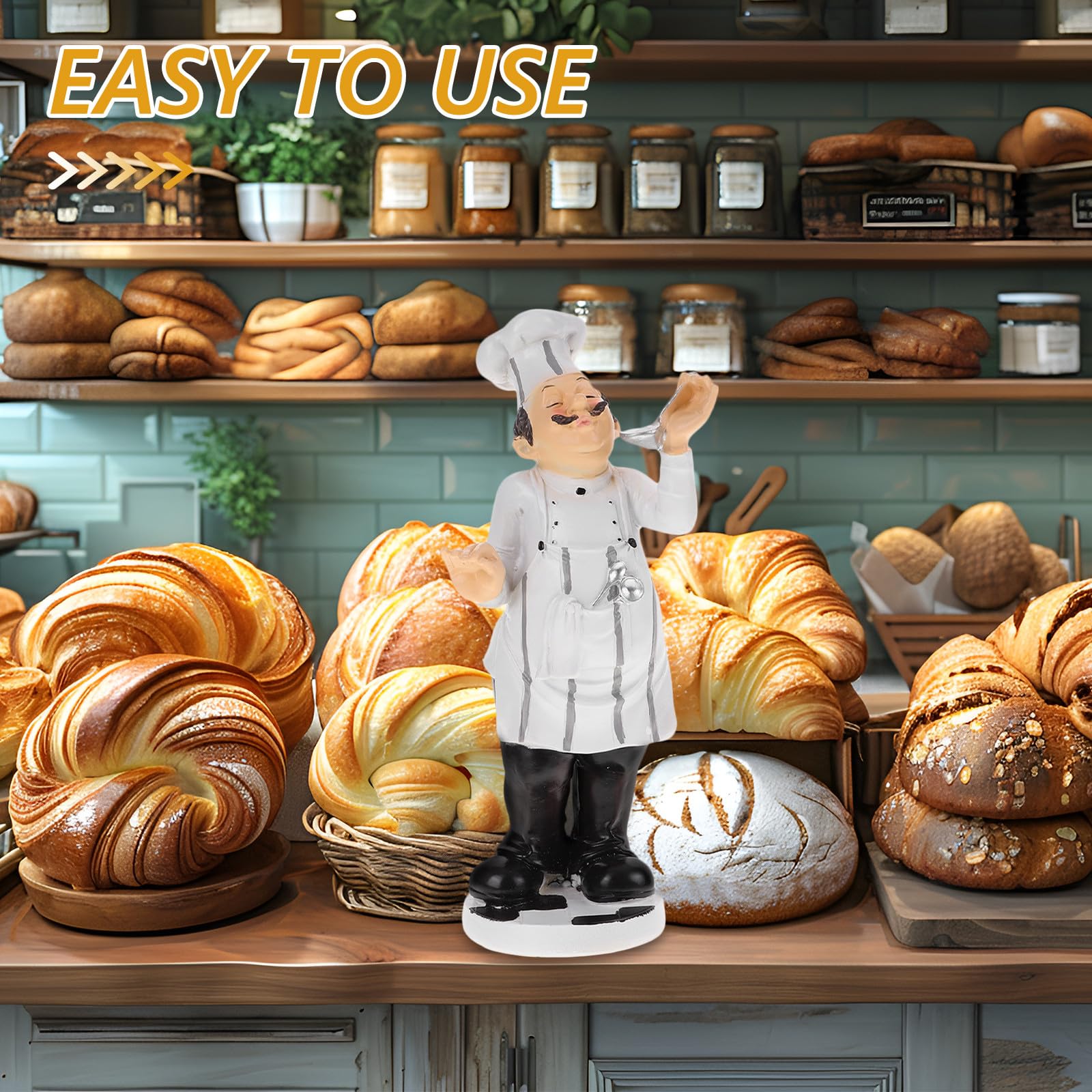 Housoutil Ornamento da Chef in Resina Miniatura Europea per Decorazione Casa Cucina Bistrot e Ristorante Statuetta Stabile da Tavolo Design Divertente per Ambienti Domestici e