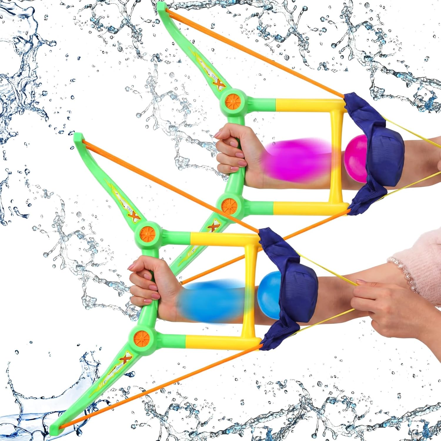 Soulchen 2 Pack Water Balloon Launcher Slingshots for Kids Adults Summer Outdoor Slingshot Beach Toy Game for Backyard Pool Water Fight Play