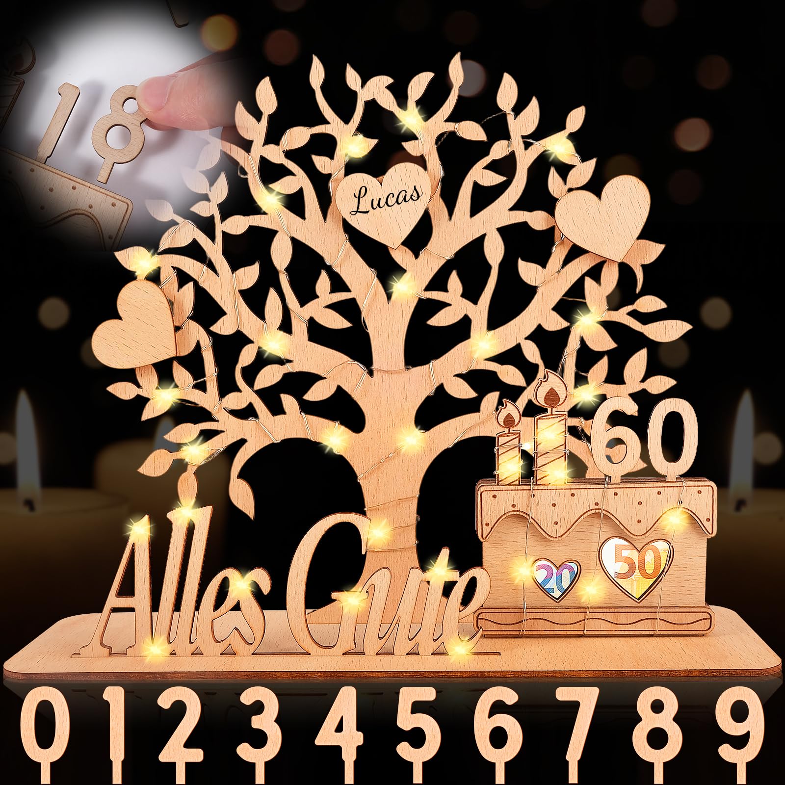 I LOVE MOM Geldgeschenk Geburtstag Holz, Personalisierte Geldgeschenke Geburtstag aus Verpackung, DIY Selber Machen Holz-Schild Gästebuch für Geschenke,Hochzeiten,Partys,GeburtstageDeko,Jubiläum