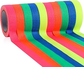 10 Rolls Neon Gaffer Cloth Tape Color Masking Tape Neon Tape UV Glue UV Stickers Adhesive Blacklight Tape Glow in The Dark Stars Tape Glow in The Dark Party Supplies Glow Party Supplies Glow Sticks