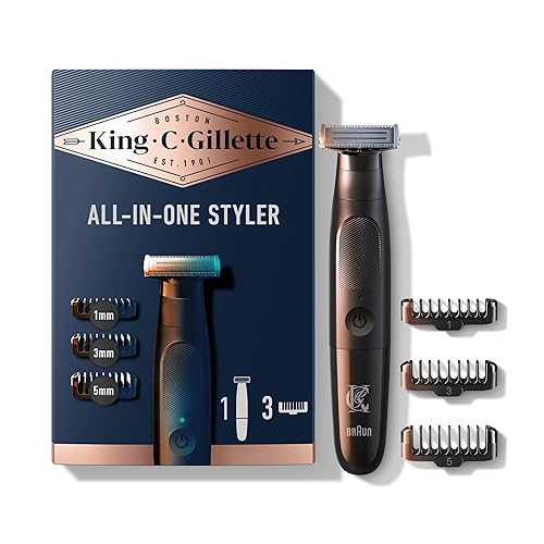 King C Gillette recortadora de barba para hombre incluye 1recortadora inalámbrica con una hoja 4D y 3peines intercambiables resistente al agua
