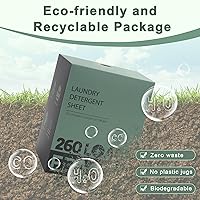 Vista 5 de Hojas de detergente para ropa de 260 cargas, aroma fresco, tiras de jabón ecológicas sin líquido, a base de plantas, suministros de lavado
