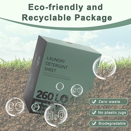 Miniatura 5 de Hojas de detergente para ropa de hasta 260 cargas para un menor costo y durar más tiempo, hojas de lavandería con aroma fresco, tiras de jabón