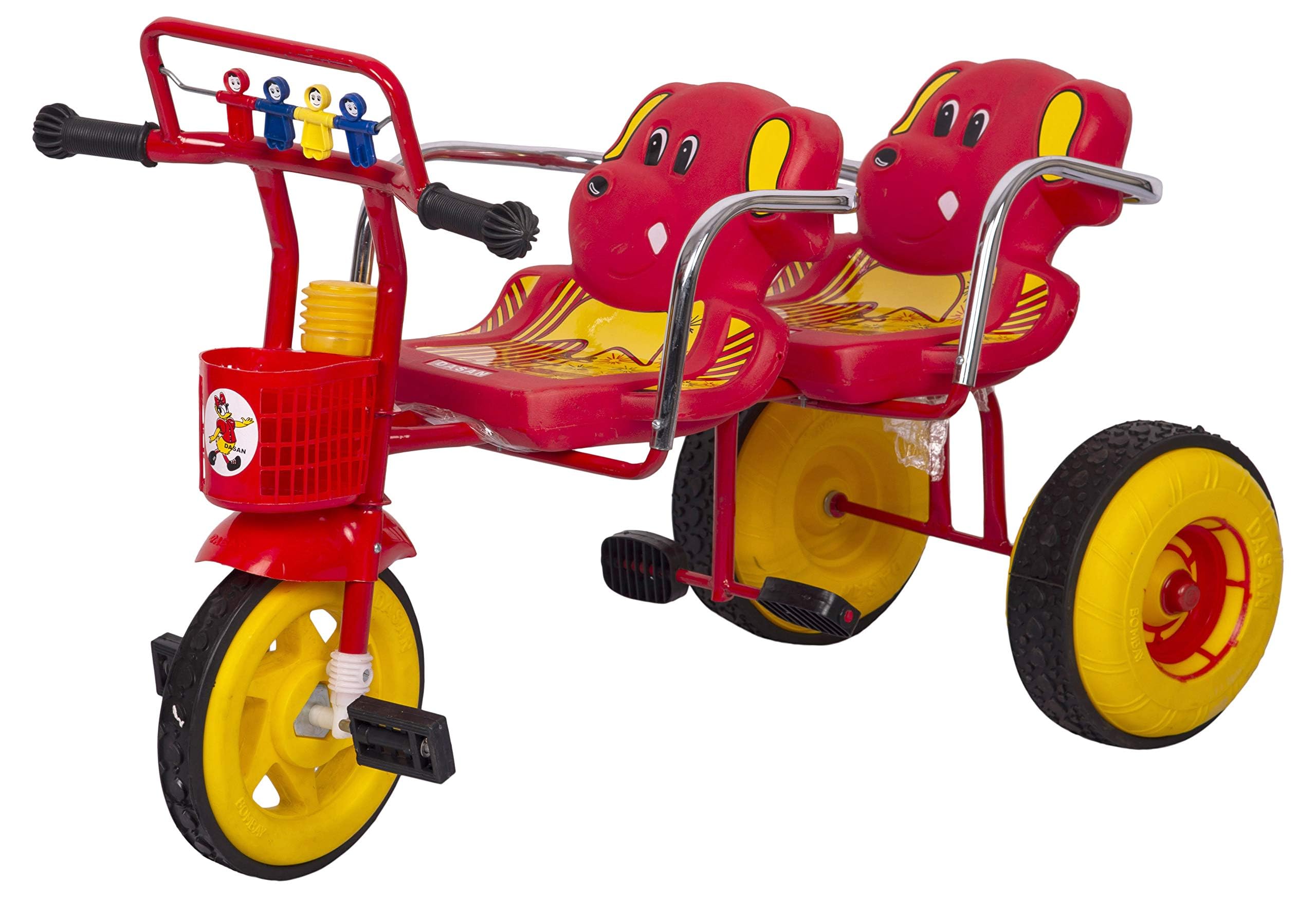 Dasan Baby Chubby Tricycle – Sturdy & Safe Double Seat 3-Wheel Ride-on with Storage Basket | Durable & Comfortable Outdoor Fun for Toddlers & Kids | Ready-to-Use, Heavy-Duty Frame | Red-image-25
