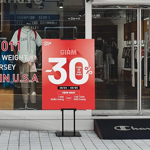 Miniatura 2 de Paquete de 2 soportes para letreros, soporte de exhibición, soporte de pedestal ajustable resistente de hasta 75 pulgadas, doble cara para tablero y