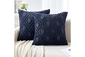 MIULEE Throw Pillows Navy Blue: Plush Faux Wool Farmhouse Charm
