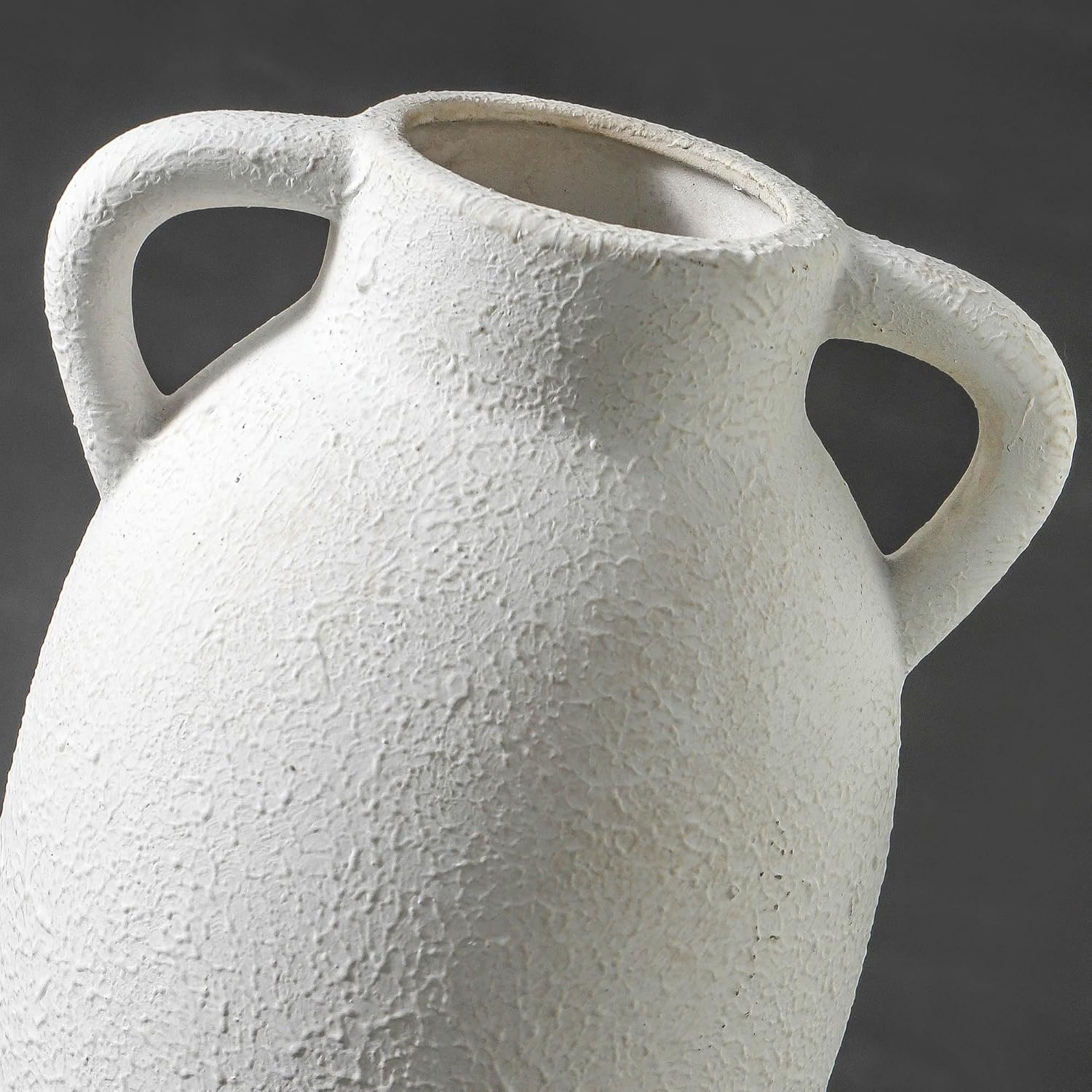 Ceramic Farmhouse Vase with 2 Handles, Boho Decorative Flower Vase for Home Decor, Living Room, Entryway, Table, Shelf Decor, 9.6 Inch - Image 3